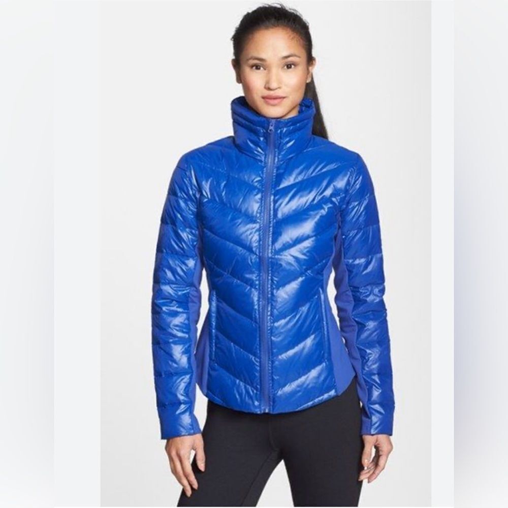 ALO YOGA Relief Quilted Puffer Down Jacket Women's Royal Blue Sz Large